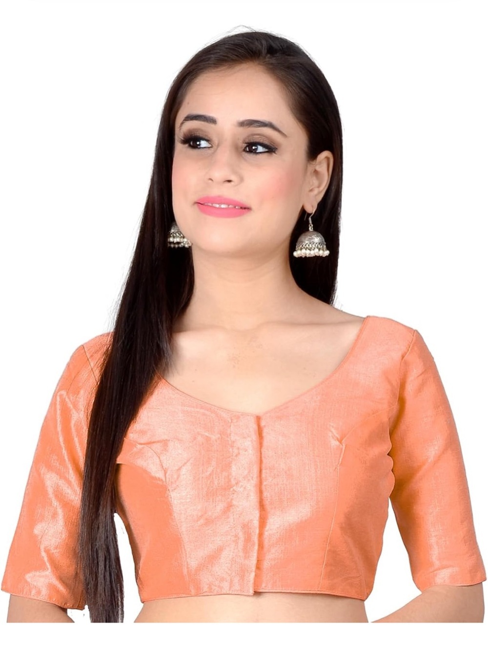 Chandrakala Casual Blouses for Women Sarees,Readymade Peach 1286/bb2-1